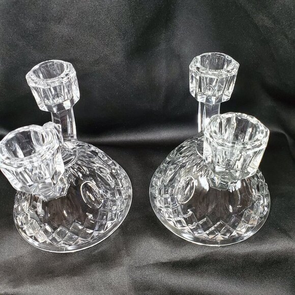 VTG 2 Imperial Glass Diamond Thumbprint Double Candlestick Taper Candle Holders - Picture 8 of 9